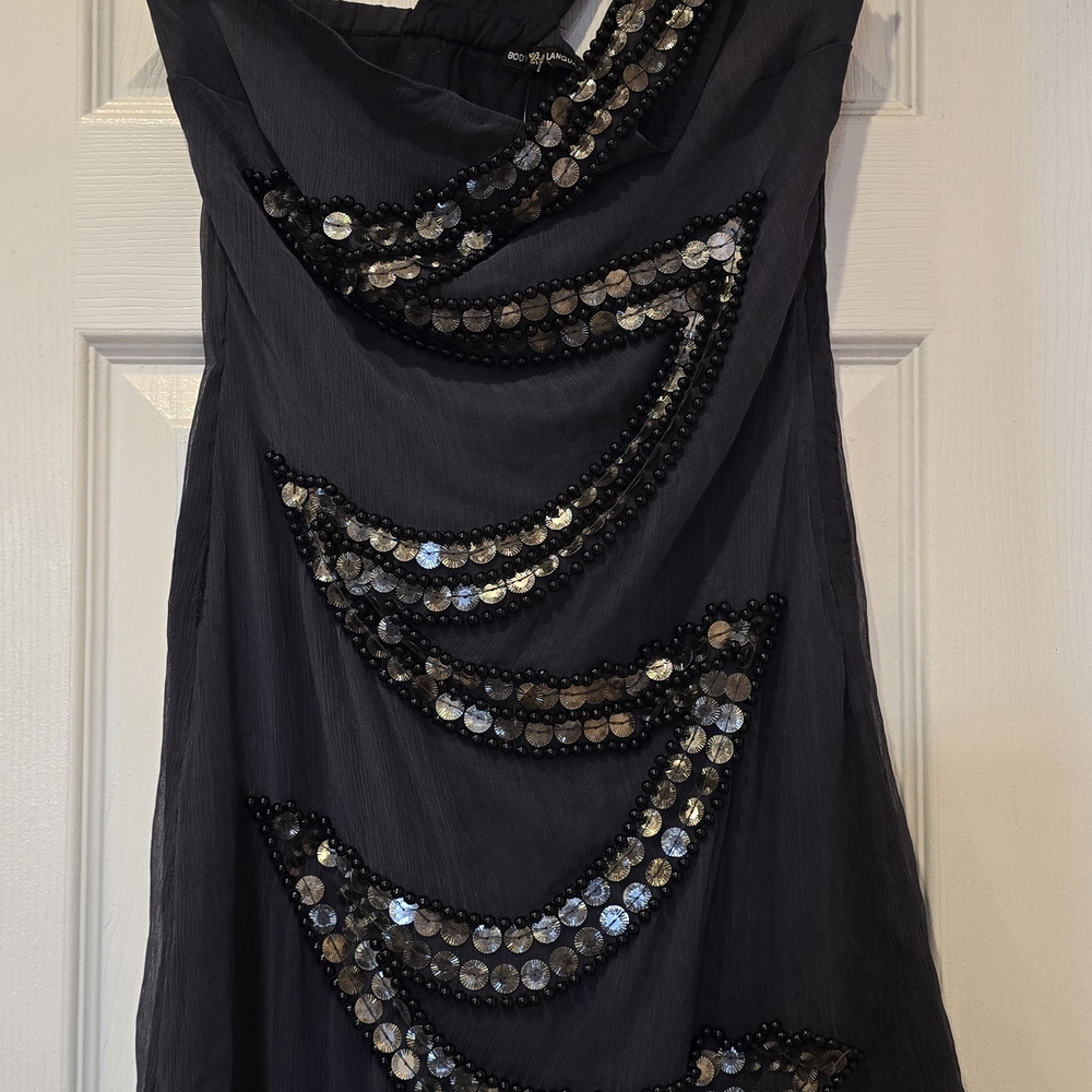Chic One Shoulder Dress with Silver Accents